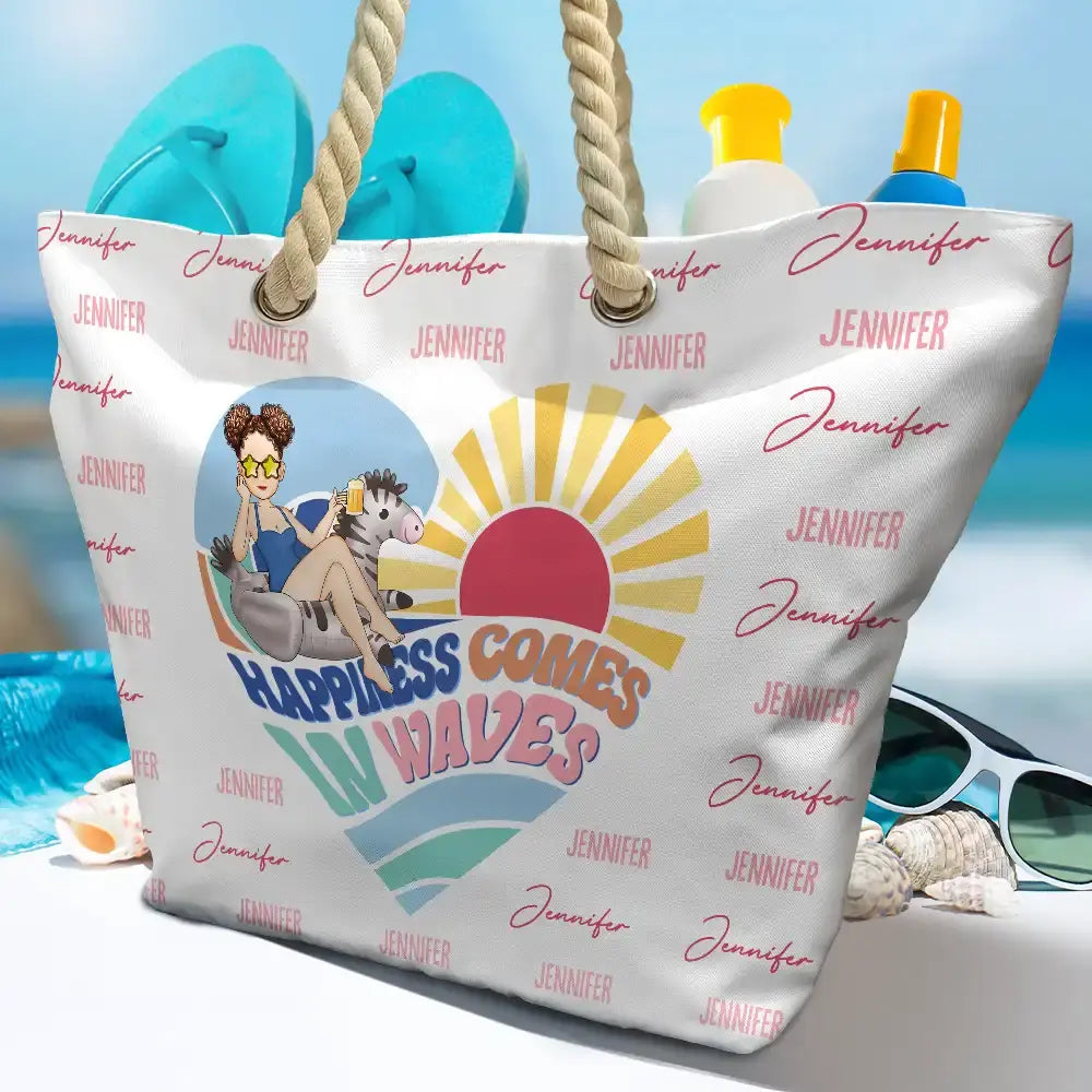 Comes In Waves - Personalized Beach Bag (AB) Beach Bag The Next Custom Gift