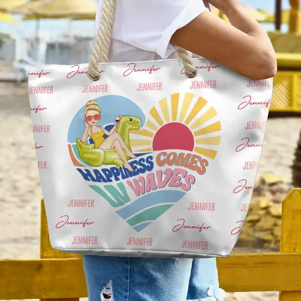 Comes In Waves - Personalized Beach Bag (AB) Beach Bag The Next Custom Gift