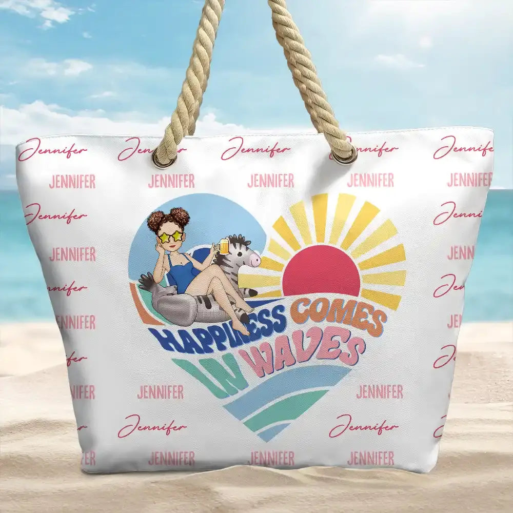 Comes In Waves - Personalized Beach Bag (AB) Beach Bag The Next Custom Gift