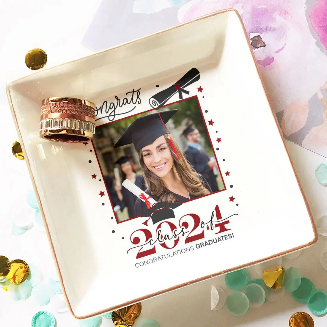 Congrats Graduation - Personalized Photo Jewelry Dish Dish The Next Custom Gift