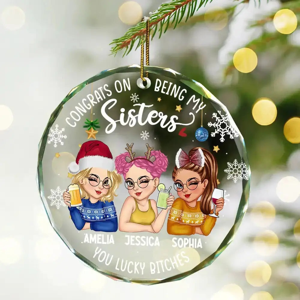 Congrats On Being My Bestie Christmas - Personalized Circle Glass Ornament Ornament The Next Custom Gift