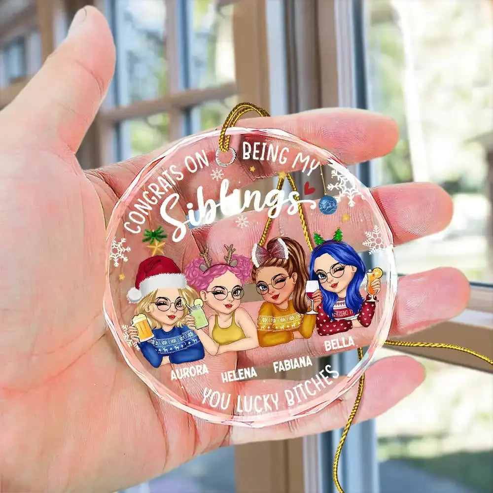 Congrats On Being My Bestie Christmas - Personalized Circle Glass Ornament Ornament The Next Custom Gift