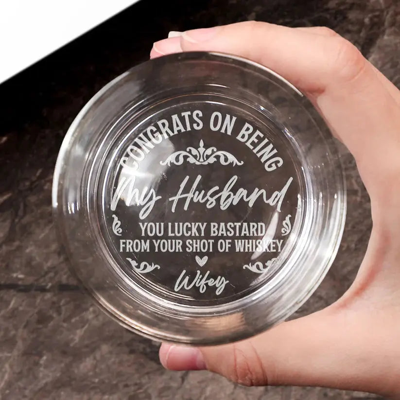 Congrats On Being My Husband - Personalized Engraved Whiskey Glass Whiskey Glass The Next Custom Gift