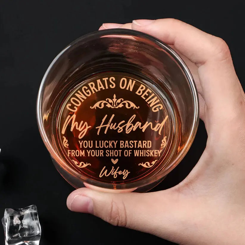 Congrats On Being My Husband - Personalized Engraved Whiskey Glass Whiskey Glass The Next Custom Gift