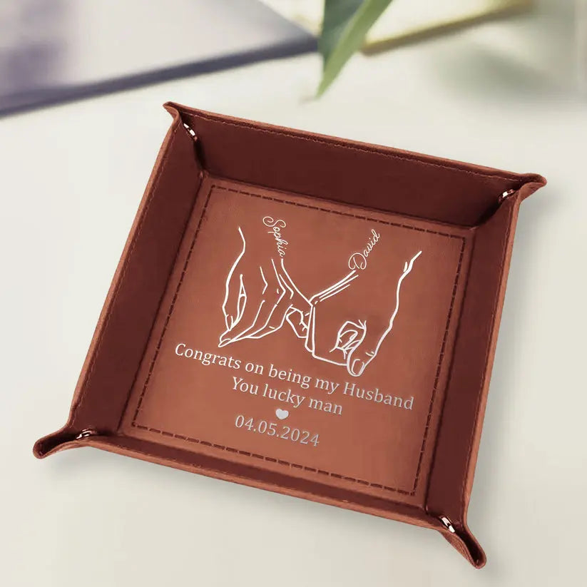 Congrats On Being My Husband - Personalized Leather Valet Tray  The Next Custom Gift