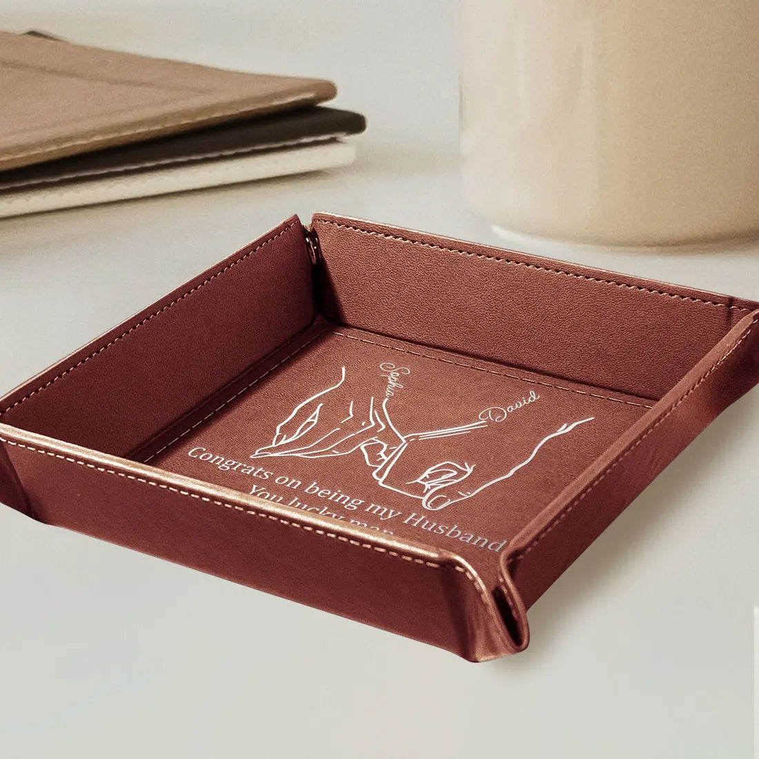 Congrats On Being My Husband - Personalized Leather Valet Tray  The Next Custom Gift