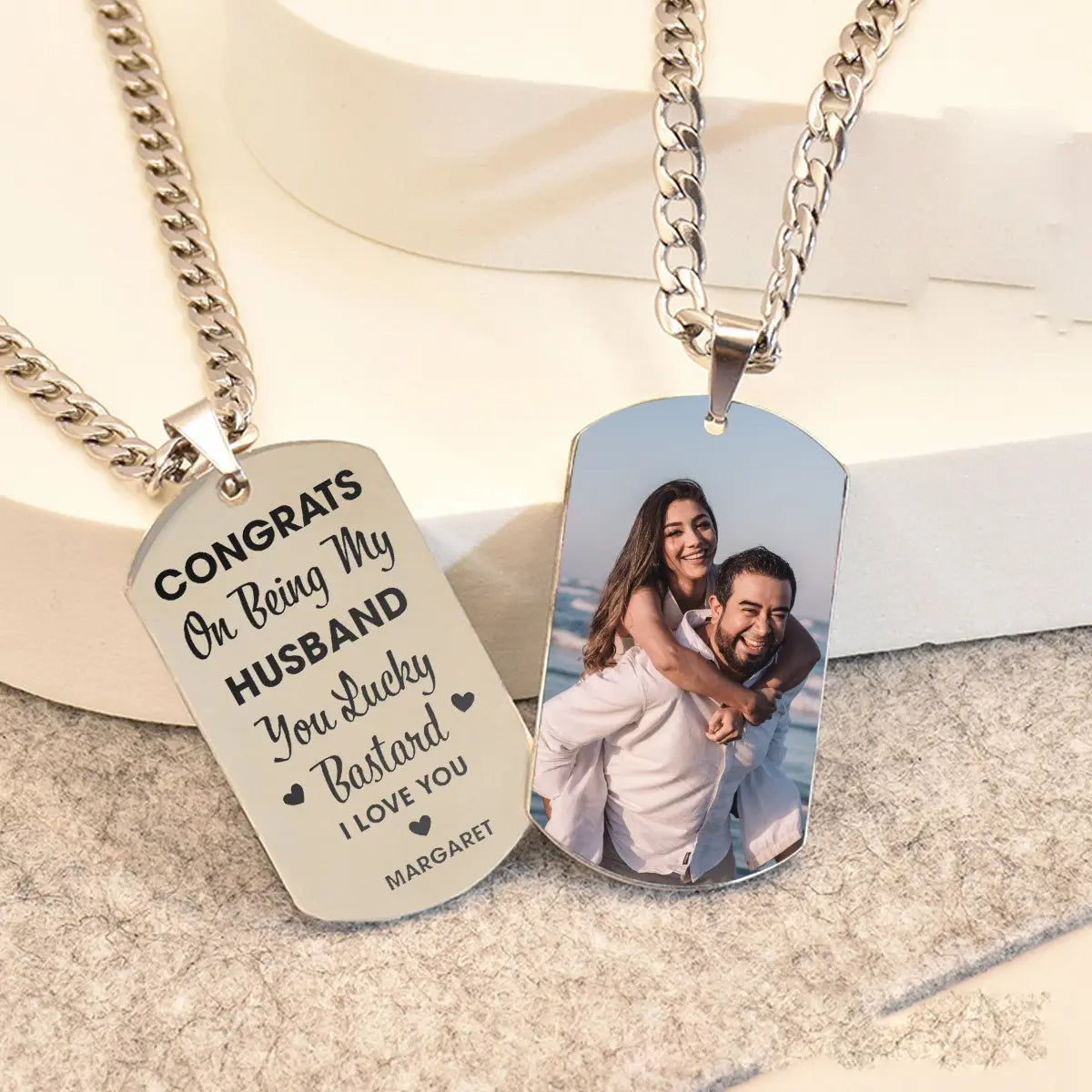 Congrats On Being My Husband You Lucky - Personalized Photo Tag Necklace Necklace The Next Custom Gift