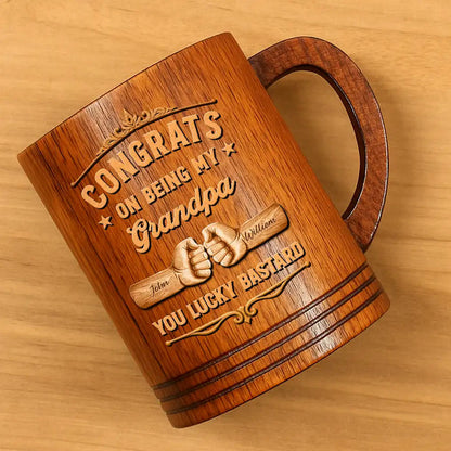 Congrats On Being My Brother Wood Carving Hand Punch - Personalized Wooden Mug