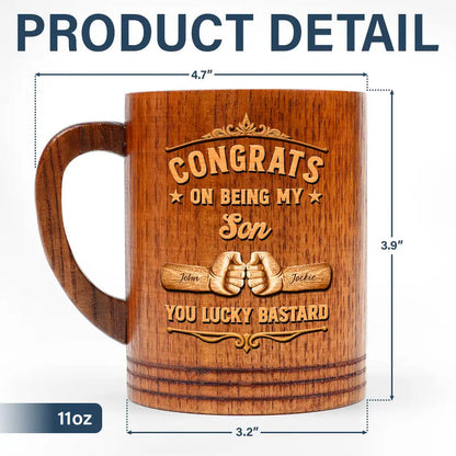 Congrats On Being My Brother Wood Carving Hand Punch - Personalized Wooden Mug