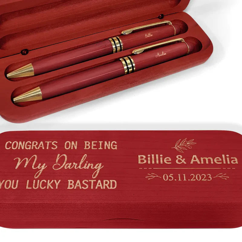 Congrats On Being My Husband - Personalized Wooden Pen Set