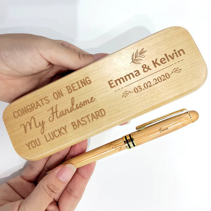 Congrats On Being My Husband - Personalized Wooden Pen Set