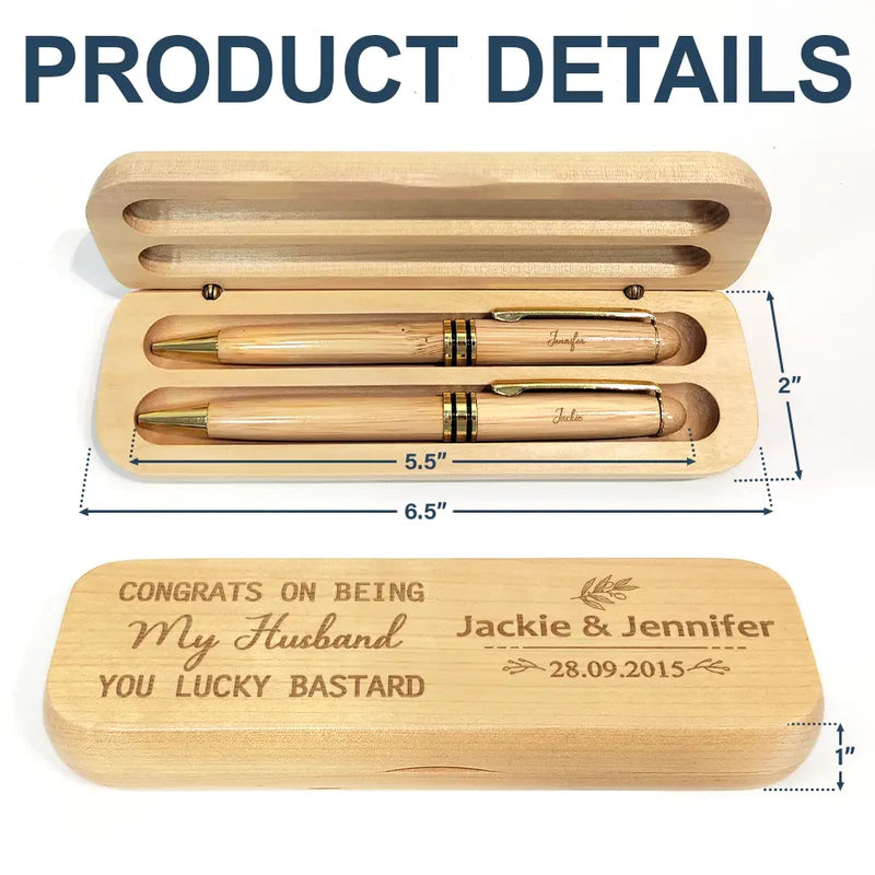 Congrats On Being My Husband - Personalized Wooden Pen Set