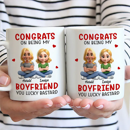 Congrats On Being My Husband 3D Effect Couple Cross Arms - Personalized Mug