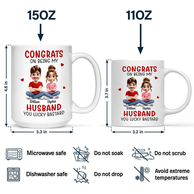 Congrats On Being My Husband 3D Effect Couple Cross Arms - Personalized Mug