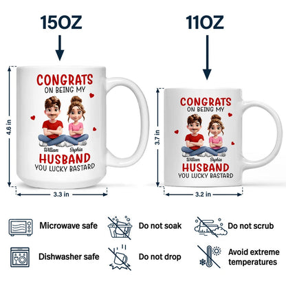Congrats On Being My Husband 3D Effect Couple Cross Arms - Personalized Mug