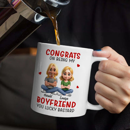 Congrats On Being My Husband 3D Effect Couple Cross Arms - Personalized Mug