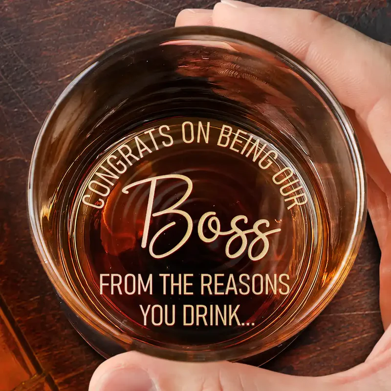 Congrats On Being Our Boss - Personalized Engraved Whiskey Glass