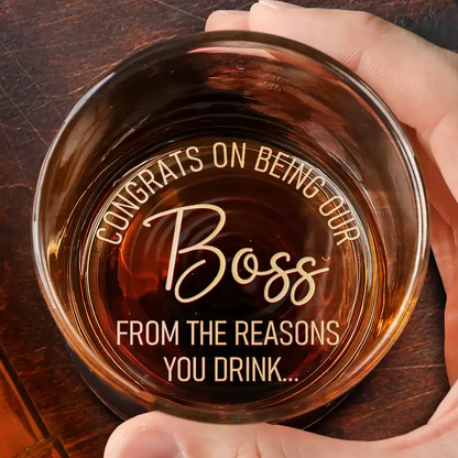 Congrats On Being Our Boss - Personalized Engraved Whiskey Glass