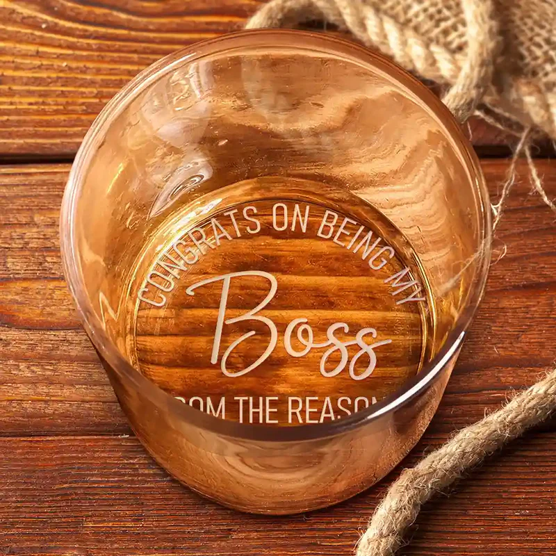 Congrats On Being Our Boss - Personalized Engraved Whiskey Glass