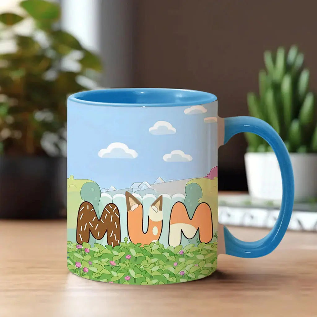 Cool Mum Cool Dad Cute Blue Dog - Personalized Mother Accent Mug Accent Mug The Next Custom Gift