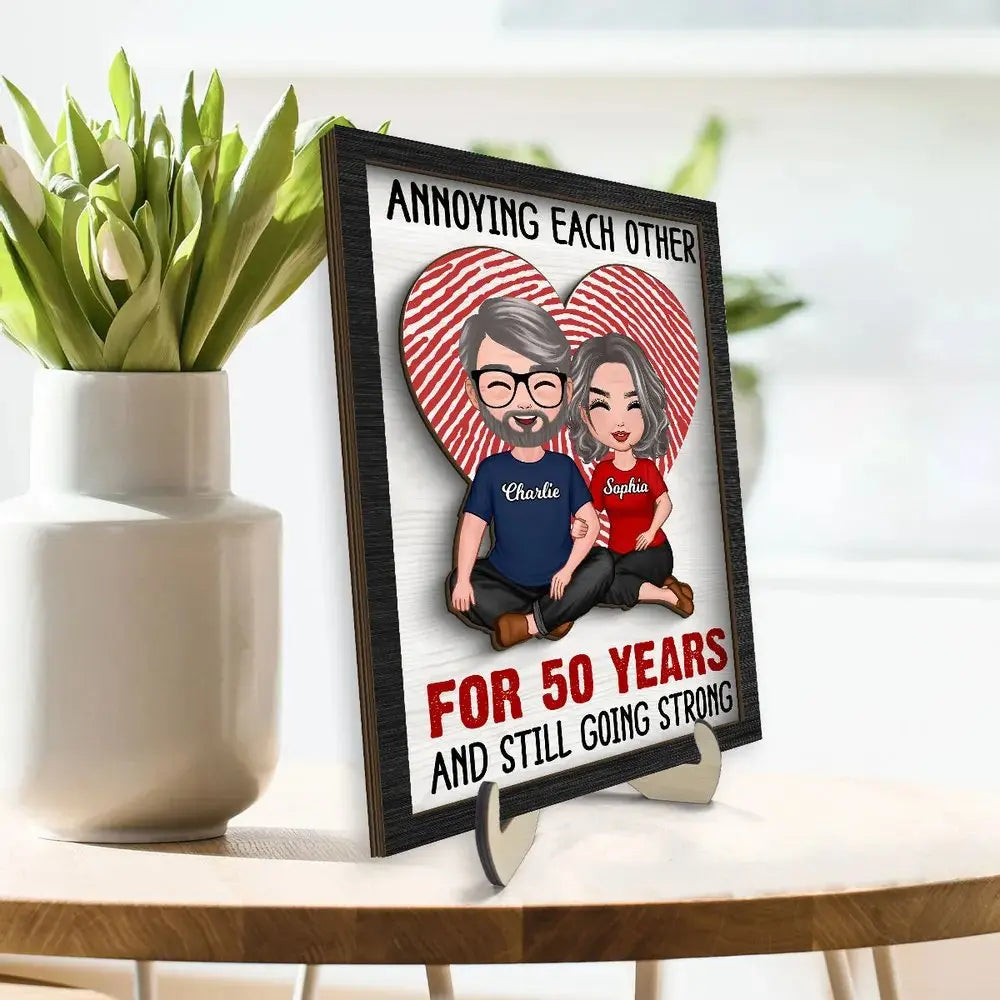 Couple - Annnoying Each Other Couple - Personalized 2-Layer Wooden Plaque (AB) Wooden Plaque The Next Custom Gift