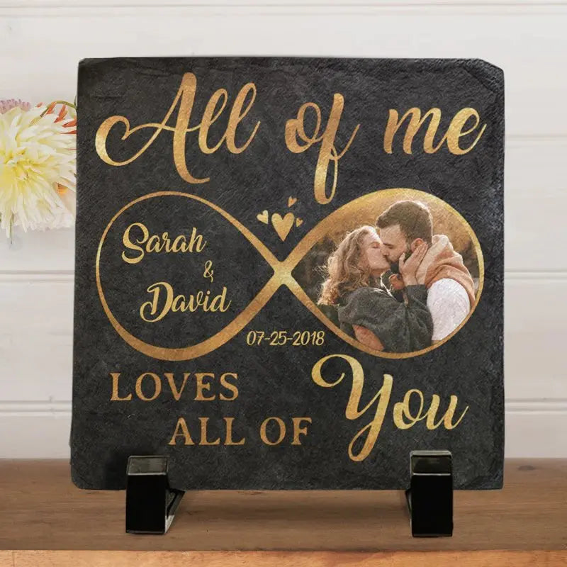 Couple - Custom Photo All Of Me Loves All Of You - Personalized Heart Shaped Stone With Stand STONE The Next Custom Gift