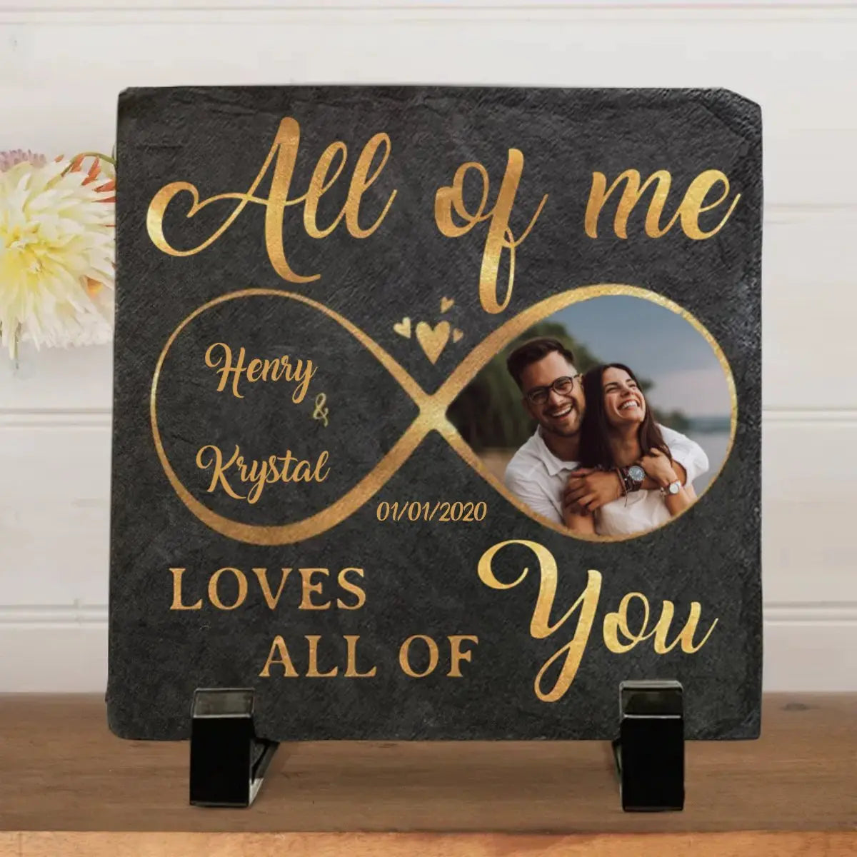 Couple - Custom Photo All Of Me Loves All Of You - Personalized Heart Shaped Stone With Stand STONE The Next Custom Gift