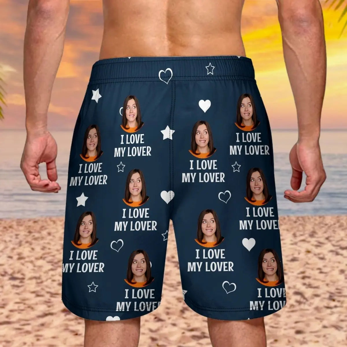 Couple - Custom Photo Funny I Love My Wife - Personalized Unisex Beach Shorts Beach Shorts The Next Custom Gift