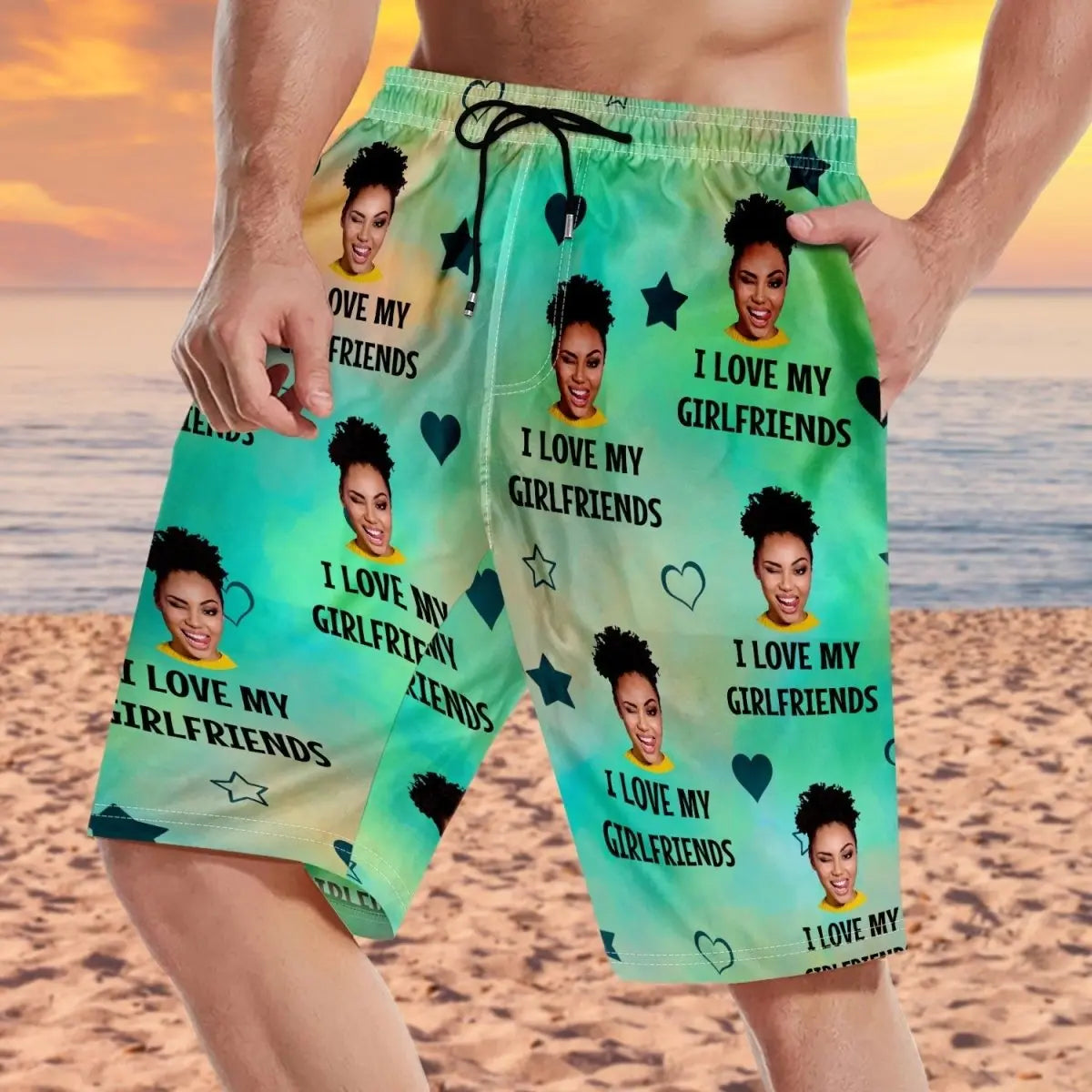 Couple - Custom Photo Funny I Love My Wife - Personalized Unisex Beach Shorts Beach Shorts The Next Custom Gift