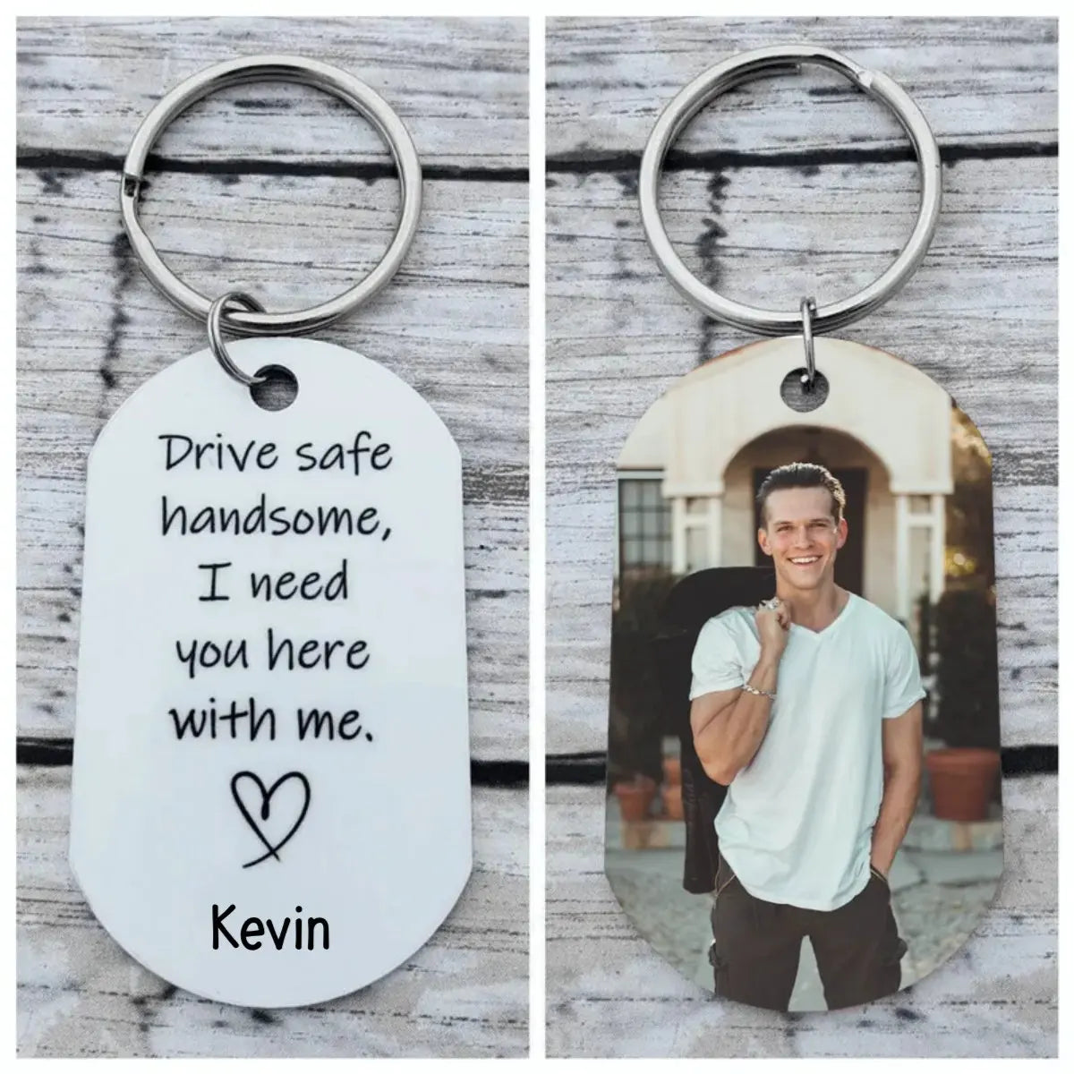 Couple - Drive safe handsome, I need you here with me - Personalized Keychain Keychain The Next Custom Gift