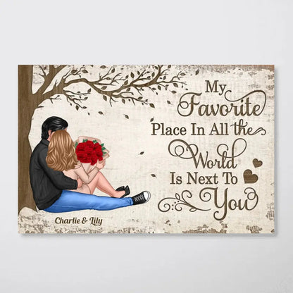 Couple -  Favorite Place Next To You Couple Sitting - Personalized Canvas (TL) Poster The Next Custom Gift