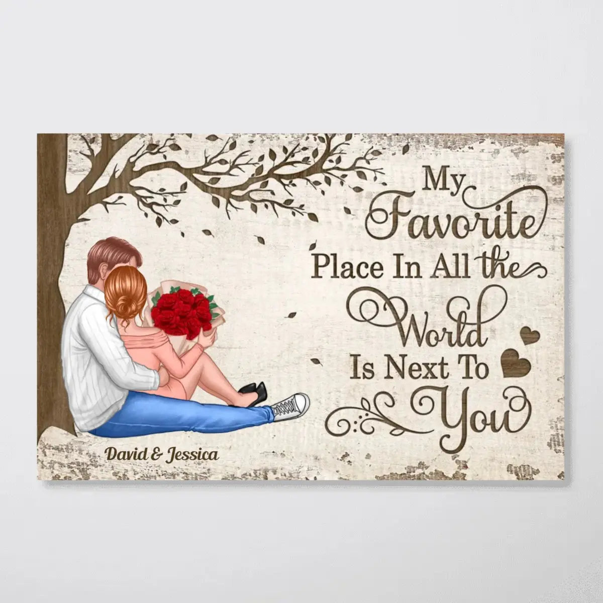 Couple -  Favorite Place Next To You Couple Sitting - Personalized Canvas (TL) Poster The Next Custom Gift