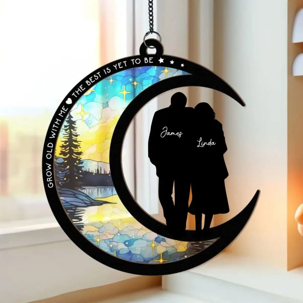 Couple - From Our First Breath Till Our Last Breath - Personalized Window Hanging Suncatcher Ornament Hanging Suncatcher Ornament The Next Custom Gift