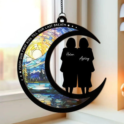 Couple - From Our First Breath Till Our Last Breath - Personalized Window Hanging Suncatcher Ornament Hanging Suncatcher Ornament The Next Custom Gift