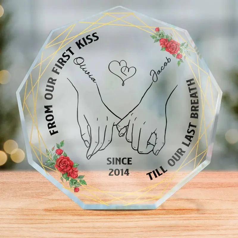 Couple - From Our First Kiss - Personalized Custom Nonagon Shaped Acrylic Plaque - The Next Custom Gift  Acrylic Plaque