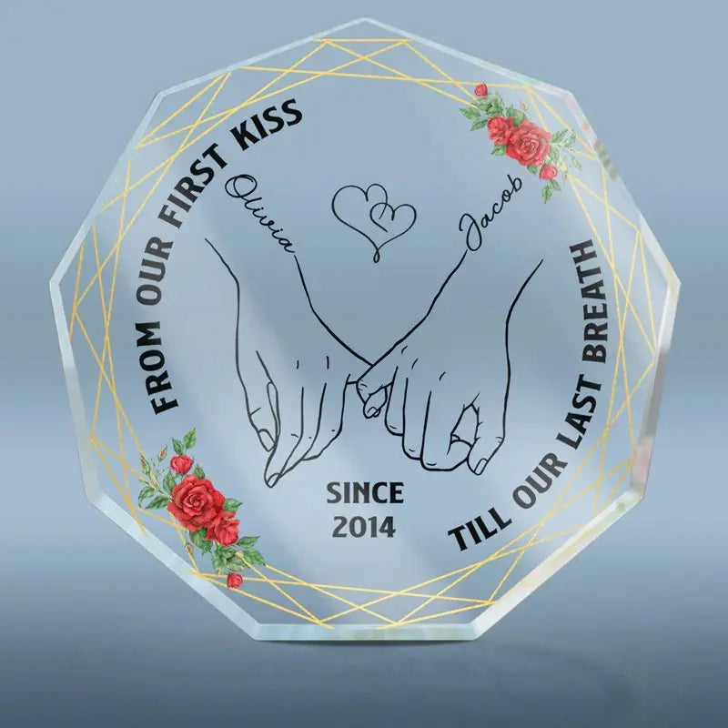 Couple - From Our First Kiss - Personalized Custom Nonagon Shaped Acrylic Plaque - The Next Custom Gift  Acrylic Plaque