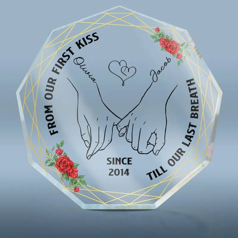 Couple - From Our First Kiss Till Our Last Breath - Personalized Custom Nonagon Shaped Acrylic Plaque Acrylic Plaque The Next Custom Gift