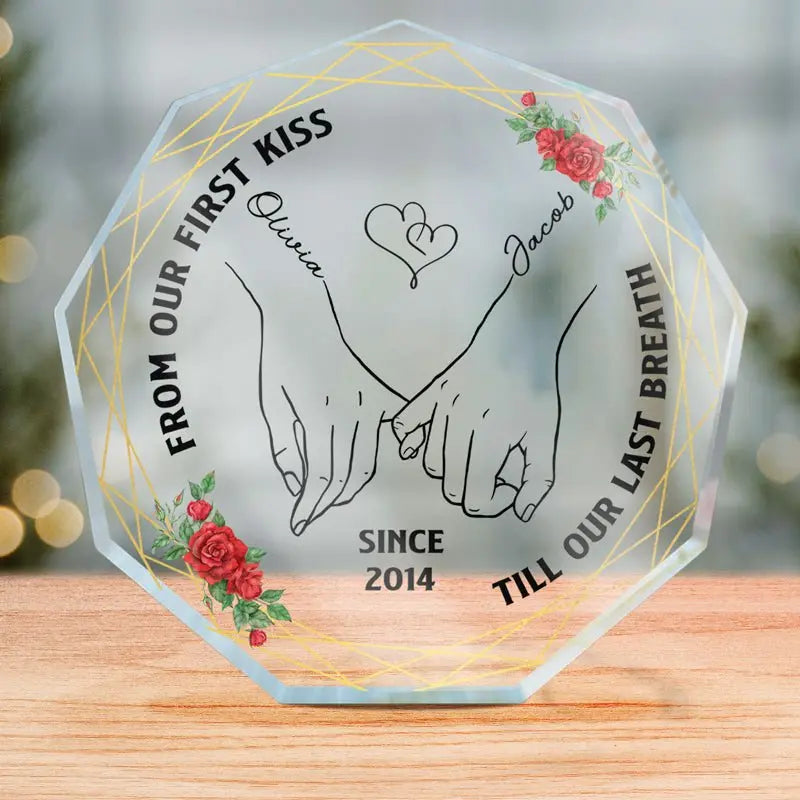 Couple - From Our First Kiss Till Our Last Breath - Personalized Custom Nonagon Shaped Acrylic Plaque Acrylic Plaque The Next Custom Gift