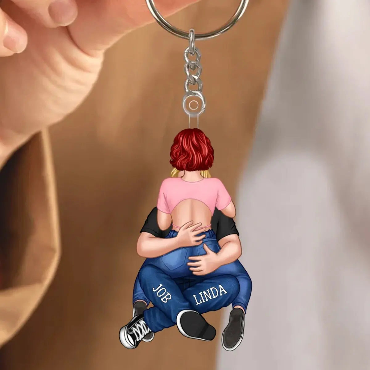 Couple - Hugging Together Couple - Personalized Acrylic Keychain Keychain The Next Custom Gift