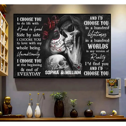 Couple -  I Choose You Sugar Skull - Personalized Poster Poster The Next Custom Gift