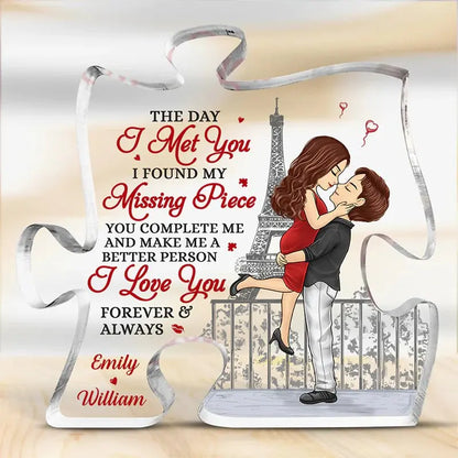 Couple -I Love You Forever And Always - Couple Personalized Custom Puzzle Shaped Acrylic Plaque (VT) Acrylic Plaque The Next Custom Gift