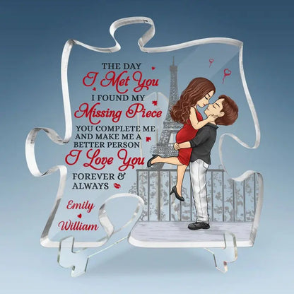 Couple -I Love You Forever And Always - Couple Personalized Custom Puzzle Shaped Acrylic Plaque (VT) Acrylic Plaque The Next Custom Gift