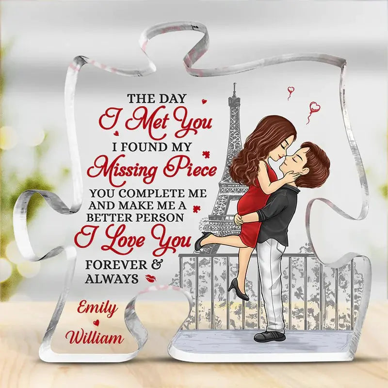 Couple -I Love You Forever And Always - Couple Personalized Custom Puzzle Shaped Acrylic Plaque (VT) Acrylic Plaque The Next Custom Gift