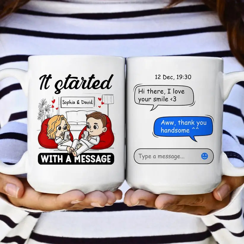 Couple - It Started With A Message - Personalized Mug - The Next Custom Gift  Mug