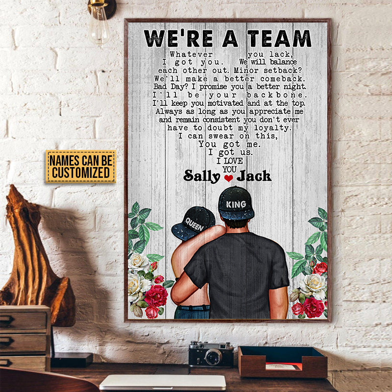 Couple King Queen We're A Team Custom Poster, Couple Gift, Anniversary Gift
