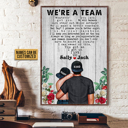 Couple King Queen We're A Team Custom Poster, Couple Gift, Anniversary Gift