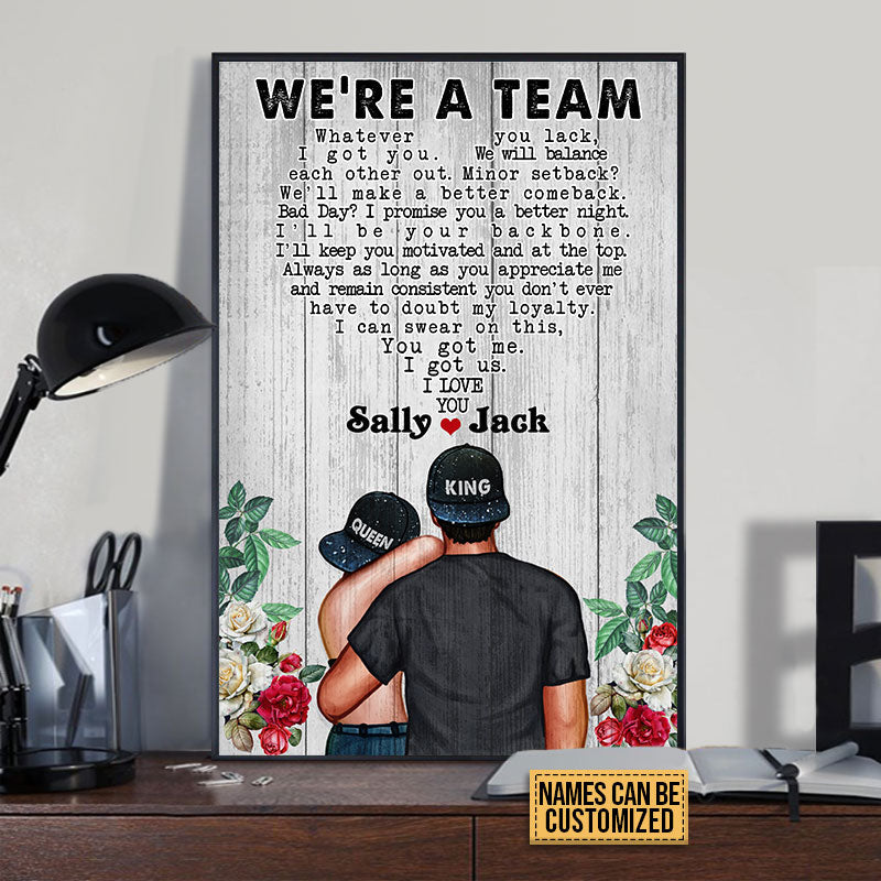 Couple King Queen We're A Team Custom Poster, Couple Gift, Anniversary Gift