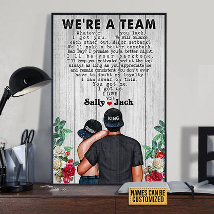 Couple King Queen We're A Team Custom Poster, Couple Gift, Anniversary Gift