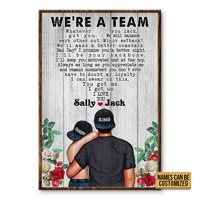 Couple King Queen We're A Team Custom Poster, Couple Gift, Anniversary Gift