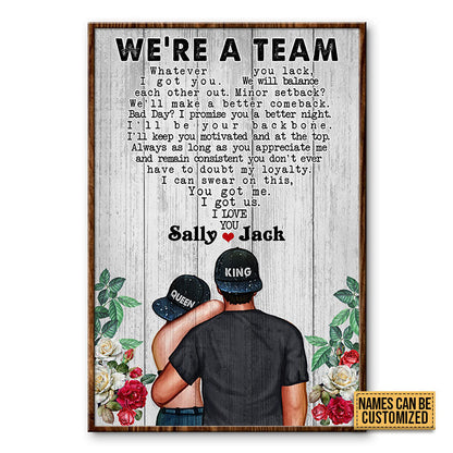 Couple King Queen We're A Team Custom Poster, Couple Gift, Anniversary Gift